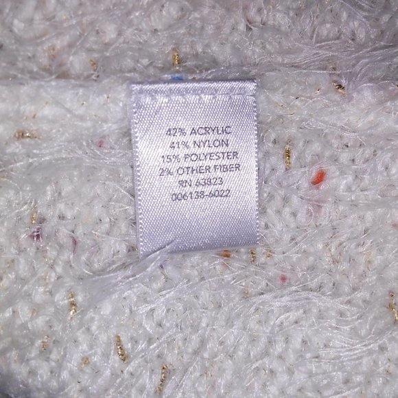 CJ Banks Cardigan Sweater Vest X 14 W Fuzzy Cream Colorful Speckles Sleeveless P - Picture 10 of 10
